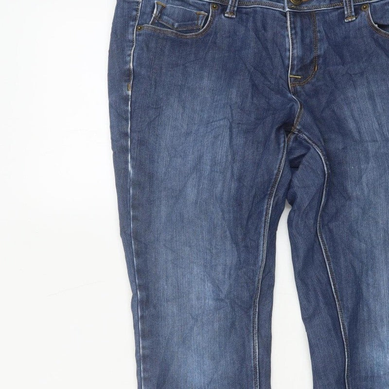 Lands' End Women Blue UK 12 Petite Straight Stretch Jeans