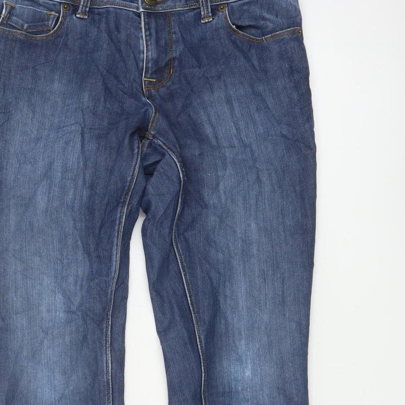 Lands' End Women Blue UK 12 Petite Straight Stretch Jeans