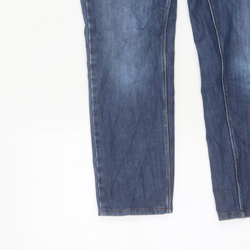 Lands' End Women Blue UK 12 Petite Straight Stretch Jeans