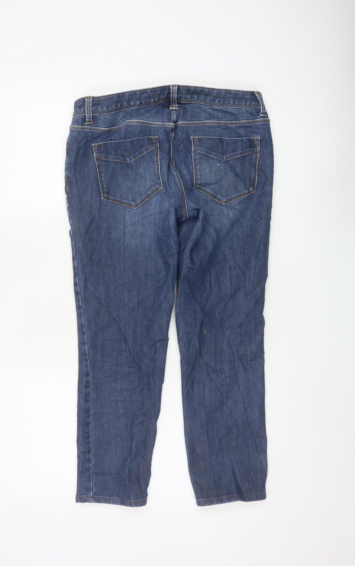 Lands' End Women Blue UK 12 Petite Straight Stretch Jeans