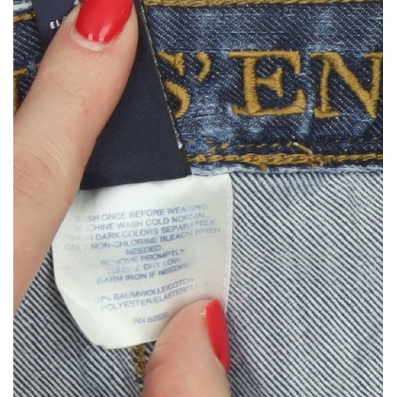 Lands' End Women Blue UK 12 Petite Straight Stretch Jeans