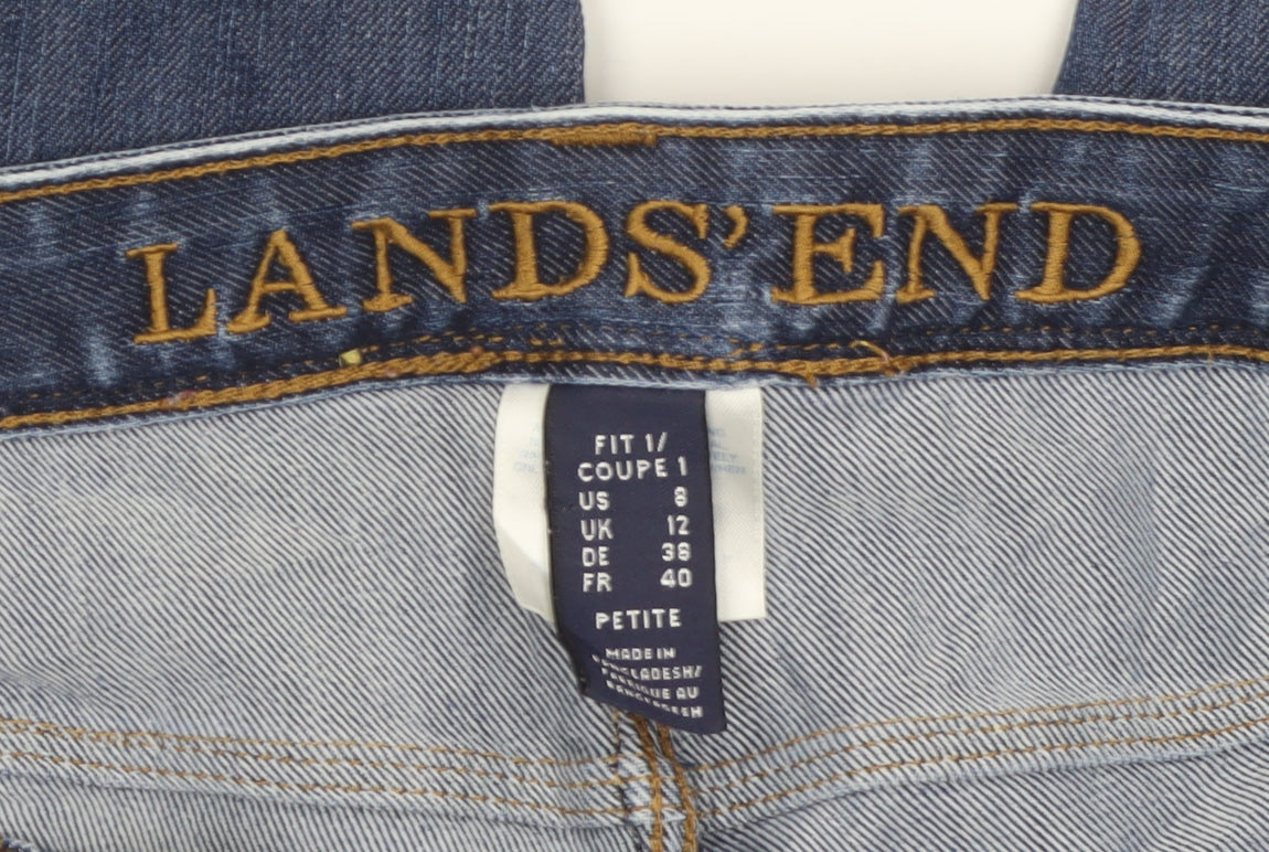 Lands' End Women Blue UK 12 Petite Straight Stretch Jeans