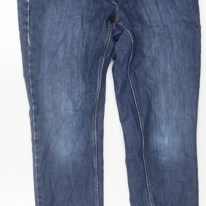 Lands' End Women Blue UK 12 Petite Straight Stretch Jeans