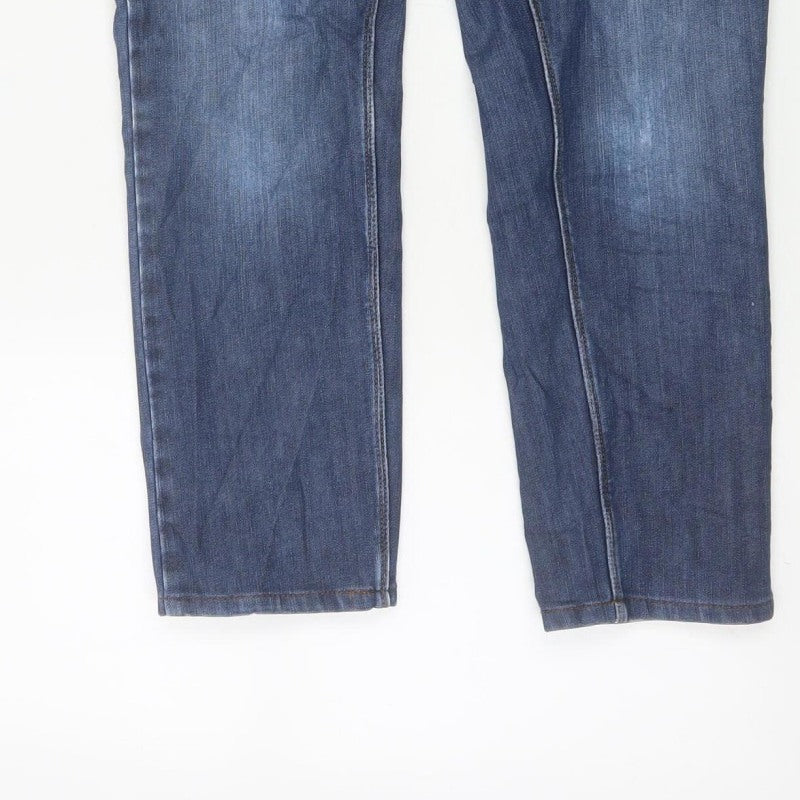Lands' End Women Blue UK 12 Petite Straight Stretch Jeans