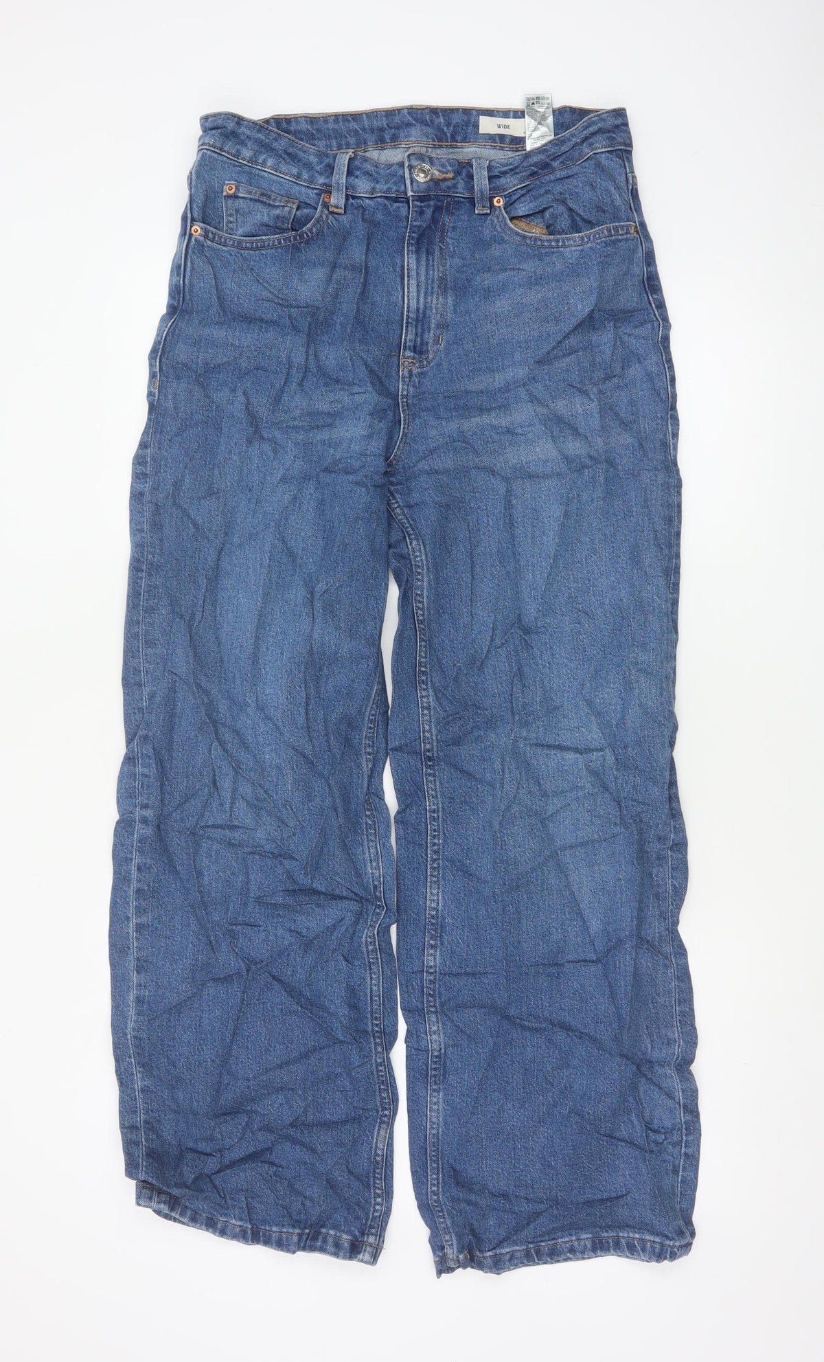Marks and Spencer Women Blue UK 12 High Rise Wide-Leg Jeans
