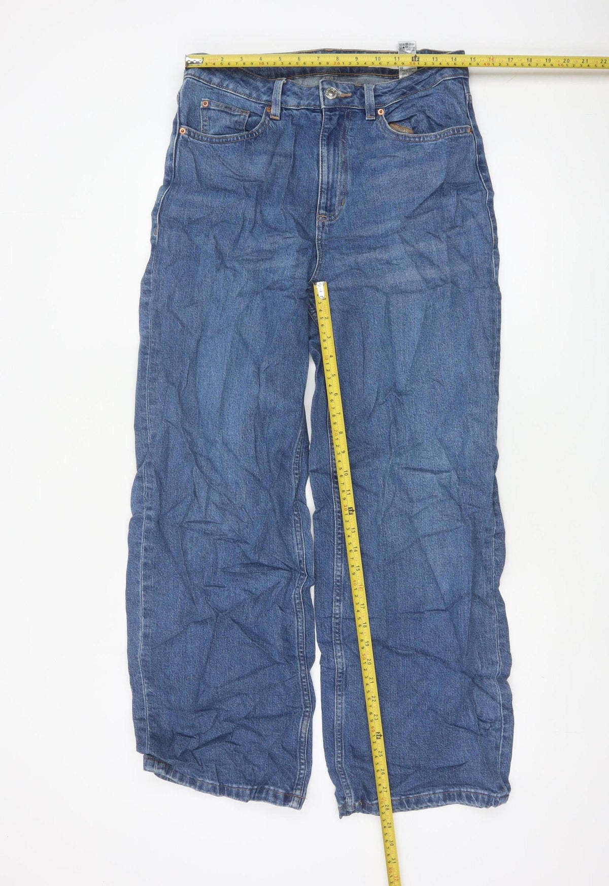 Marks and Spencer Women Blue UK 12 High Rise Wide-Leg Jeans