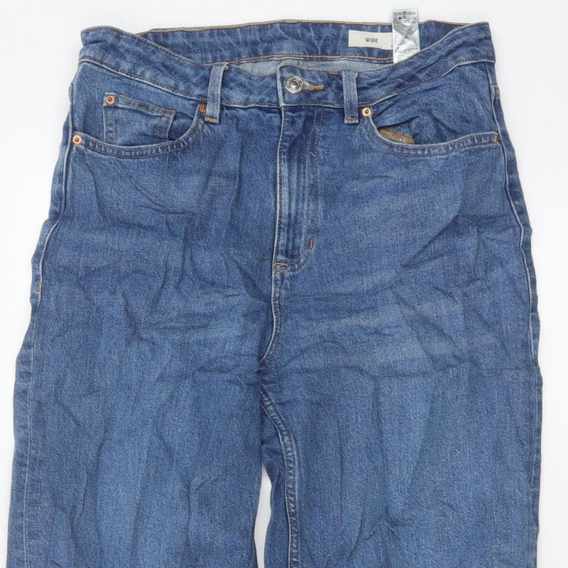 Marks and Spencer Women Blue UK 12 High Rise Wide-Leg Jeans