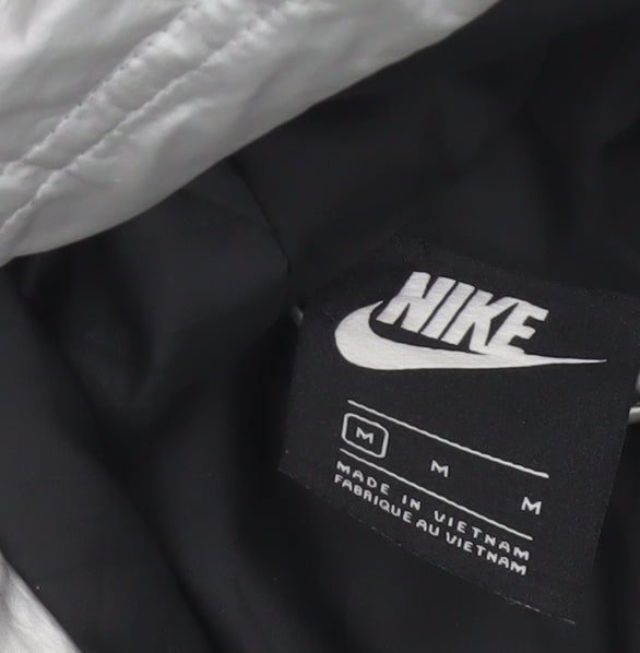 Nike Women Silver M Hooded Windbreaker Jacket Lightweight Zip