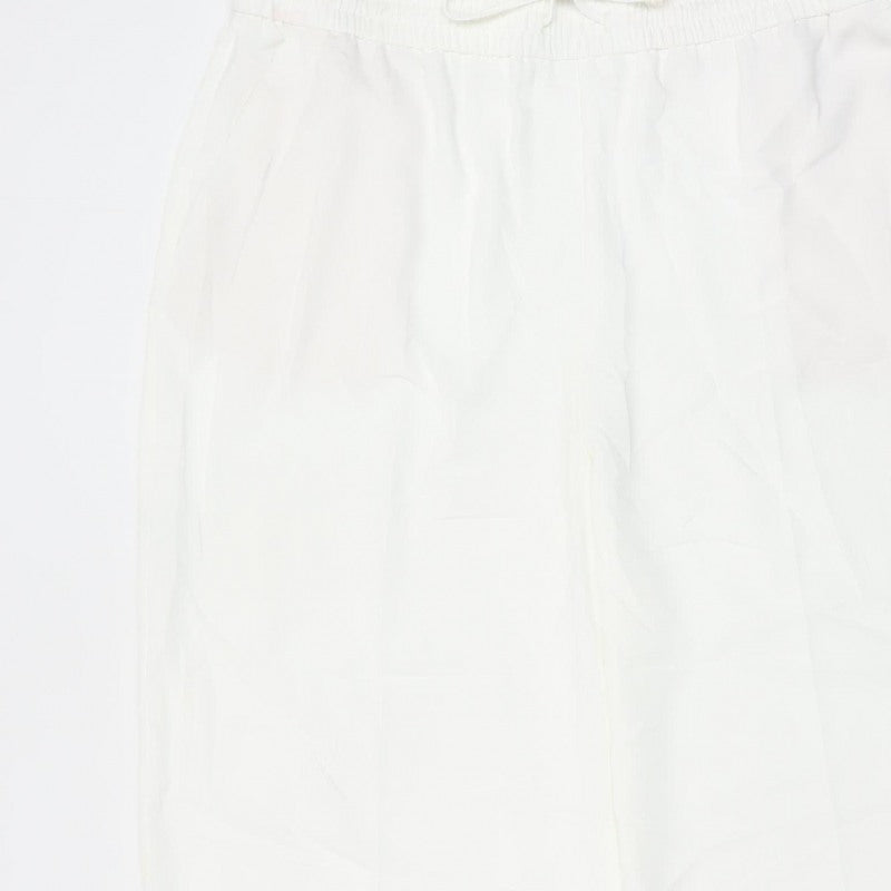Marks and Spencer Womens White Size 20 Wide Leg Drawstring Trousers