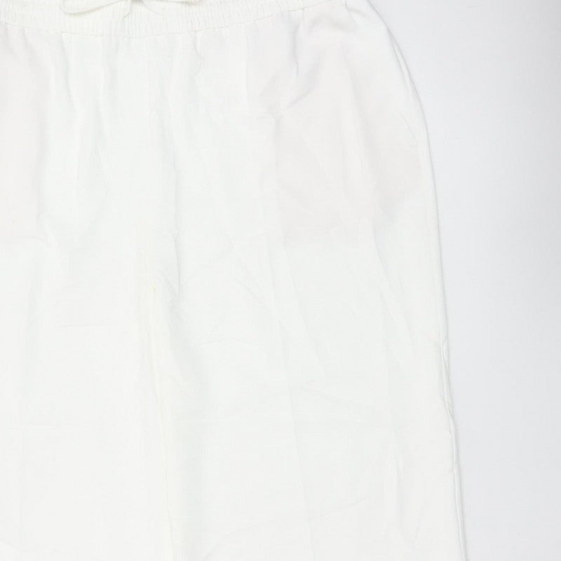 Marks and Spencer Womens White Size 20 Wide Leg Drawstring Trousers