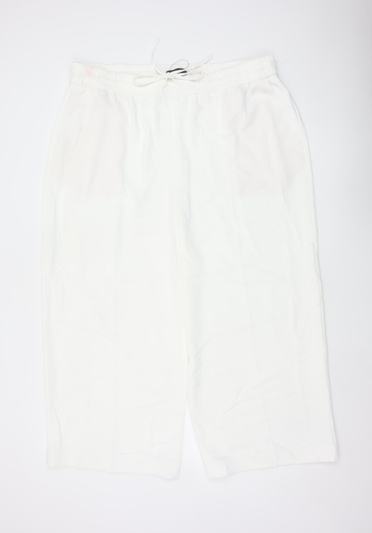Marks and Spencer Womens White Size 20 Wide Leg Drawstring Trousers