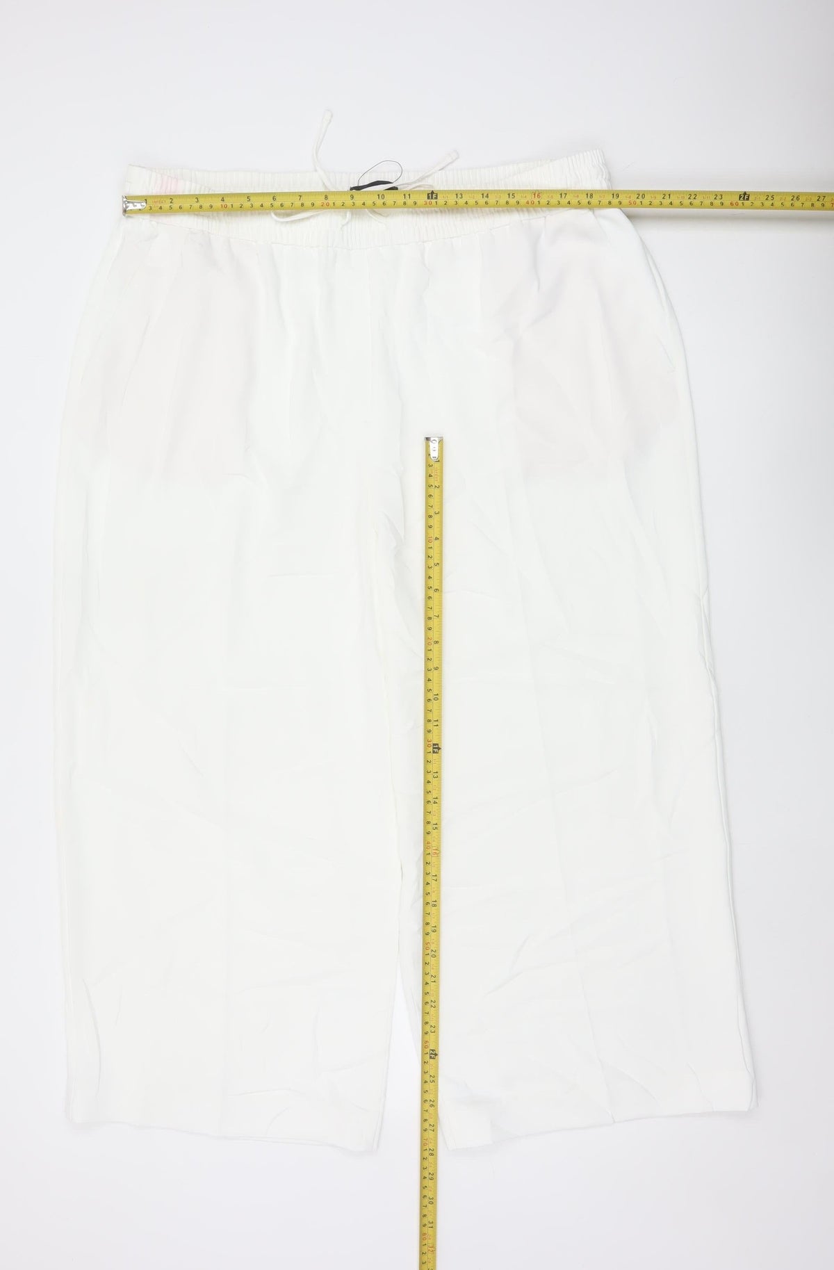 Marks and Spencer Womens White Size 20 Wide Leg Drawstring Trousers