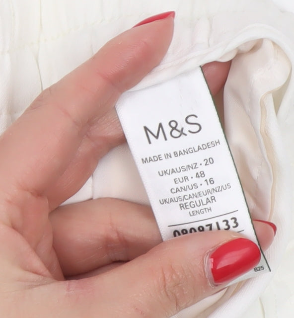 Marks and Spencer Womens White Size 20 Wide Leg Drawstring Trousers