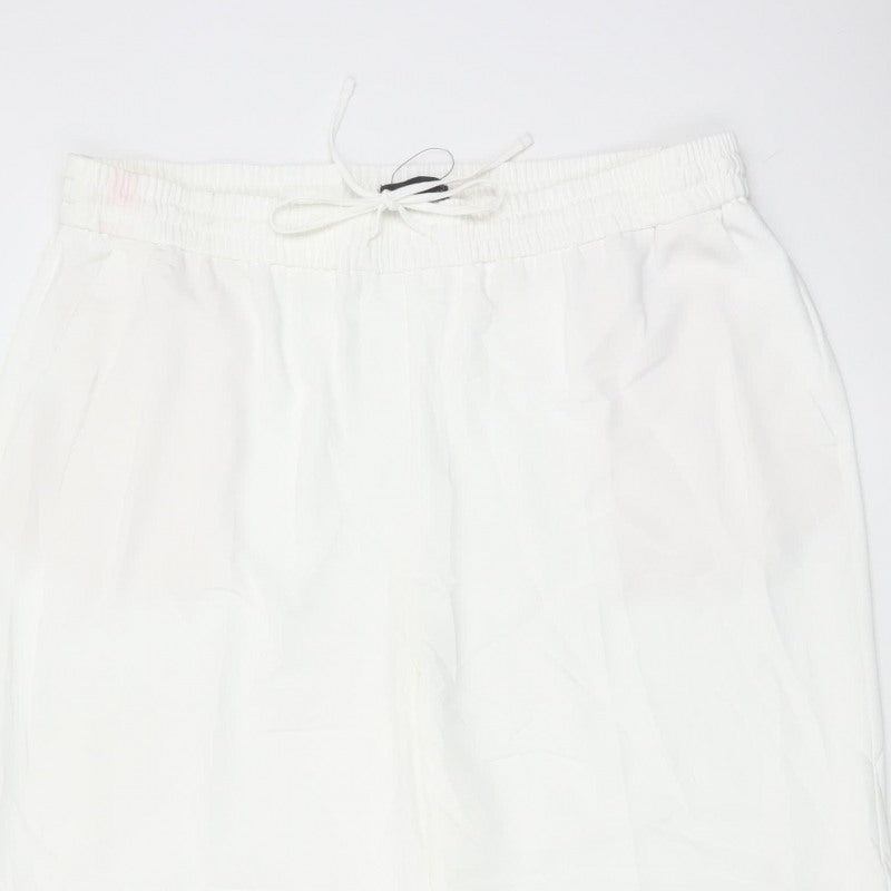 Marks and Spencer Womens White Size 20 Wide Leg Drawstring Trousers