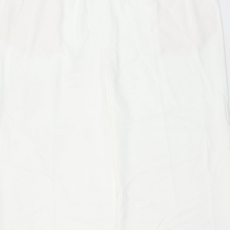 Marks and Spencer Womens White Size 20 Wide Leg Drawstring Trousers