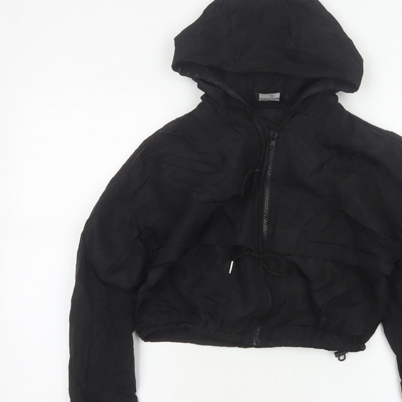 PrettyLittleThing Women’s Black UK 6 Cropped Hooded Windbreaker Jacket