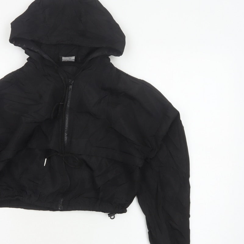PrettyLittleThing Women’s Black UK 6 Cropped Hooded Windbreaker Jacket