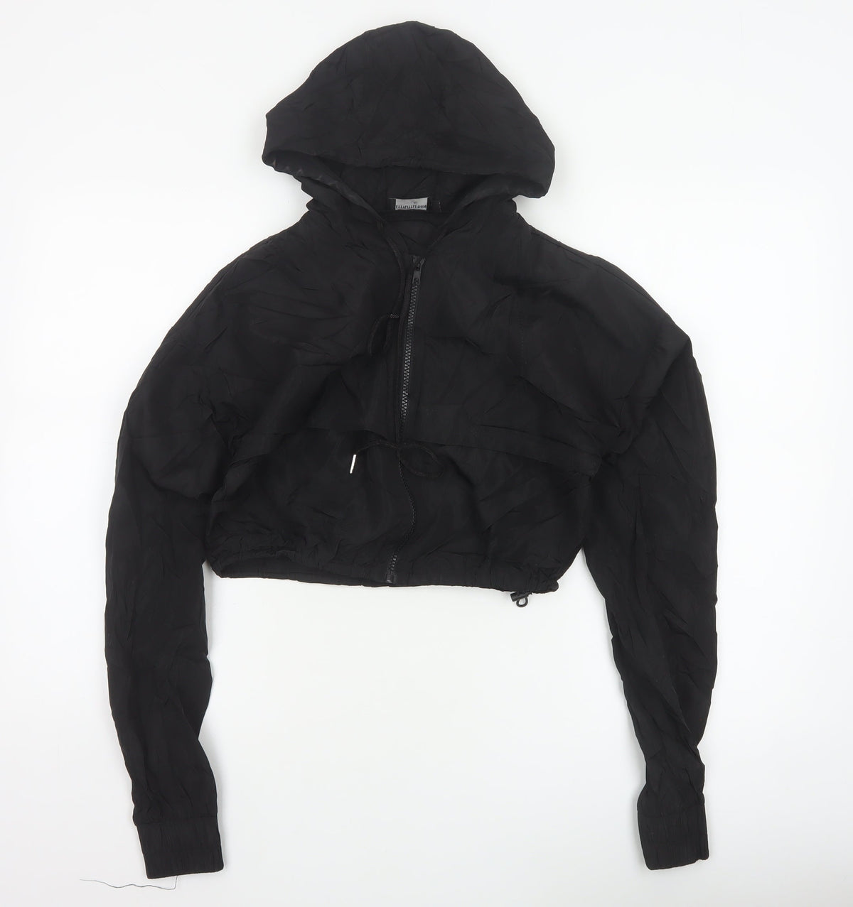 PrettyLittleThing Women’s Black UK 6 Cropped Hooded Windbreaker Jacket