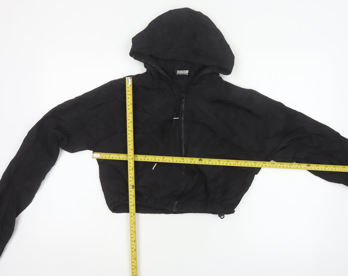 PrettyLittleThing Women’s Black UK 6 Cropped Hooded Windbreaker Jacket