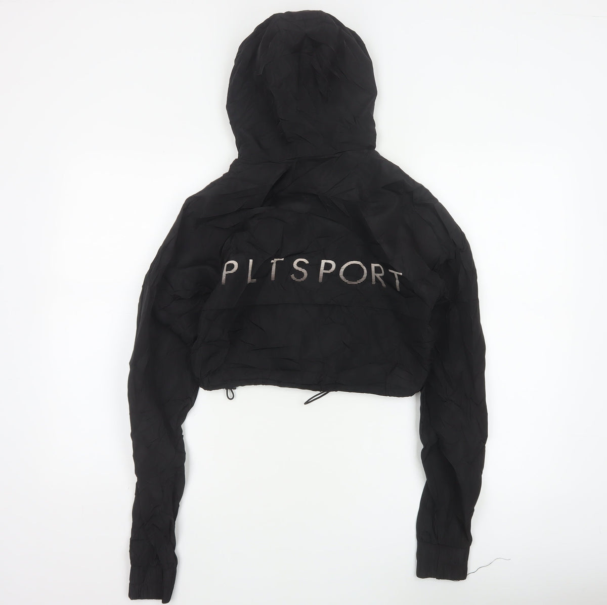 PrettyLittleThing Women’s Black UK 6 Cropped Hooded Windbreaker Jacket
