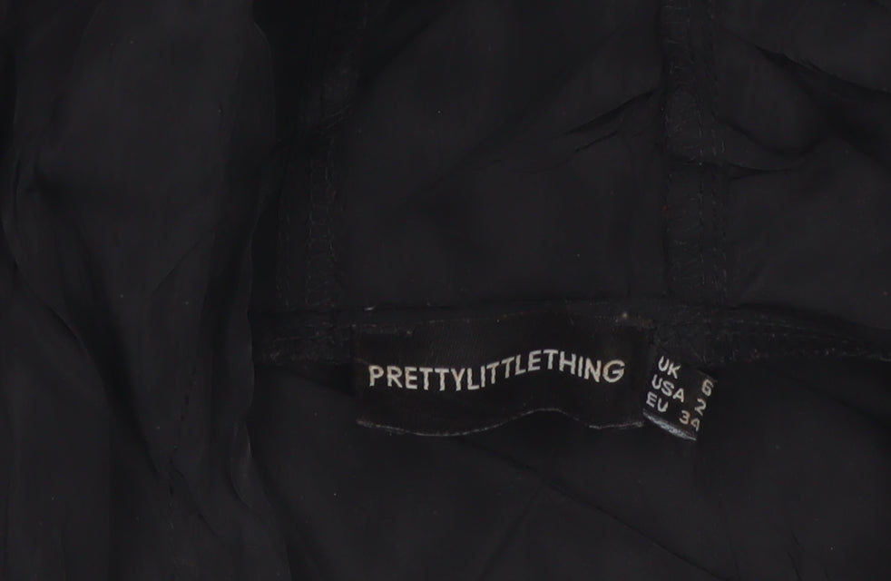 PrettyLittleThing Women’s Black UK 6 Cropped Hooded Windbreaker Jacket