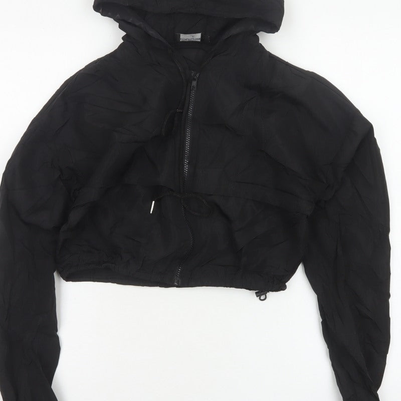 PrettyLittleThing Women’s Black UK 6 Cropped Hooded Windbreaker Jacket