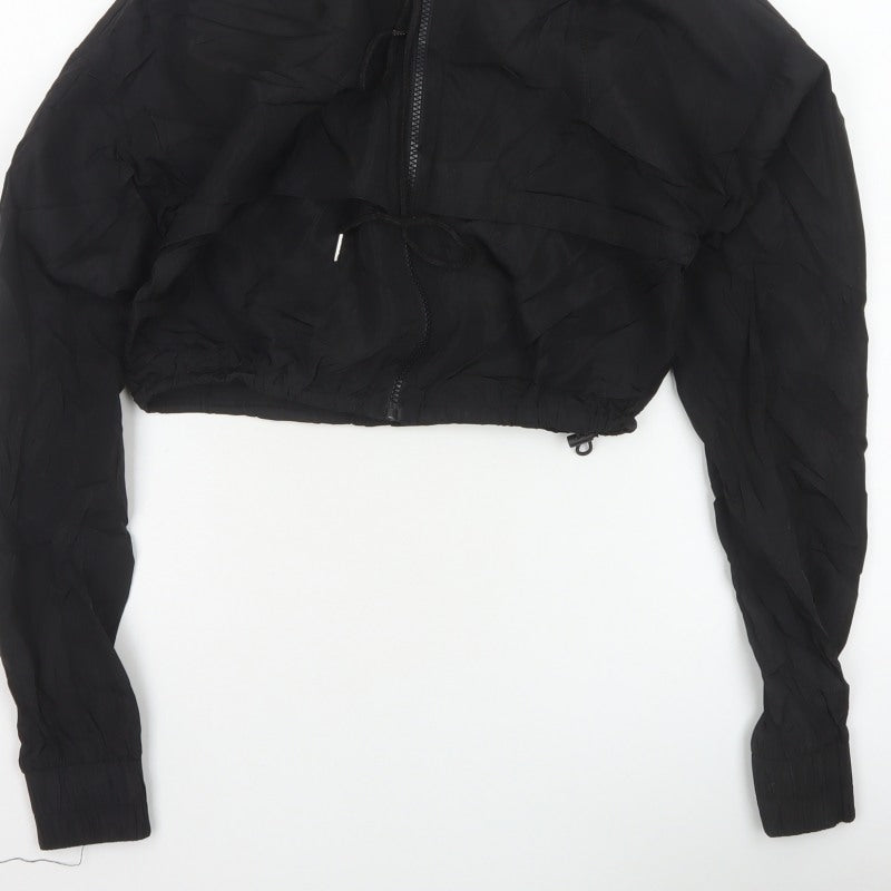 PrettyLittleThing Women’s Black UK 6 Cropped Hooded Windbreaker Jacket