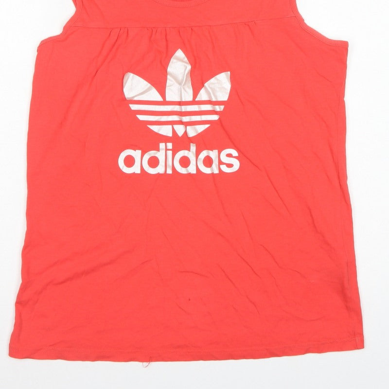 Adidas Women’s Red Size 16 Basic Logo Cap Sleeve T-Shirt Top