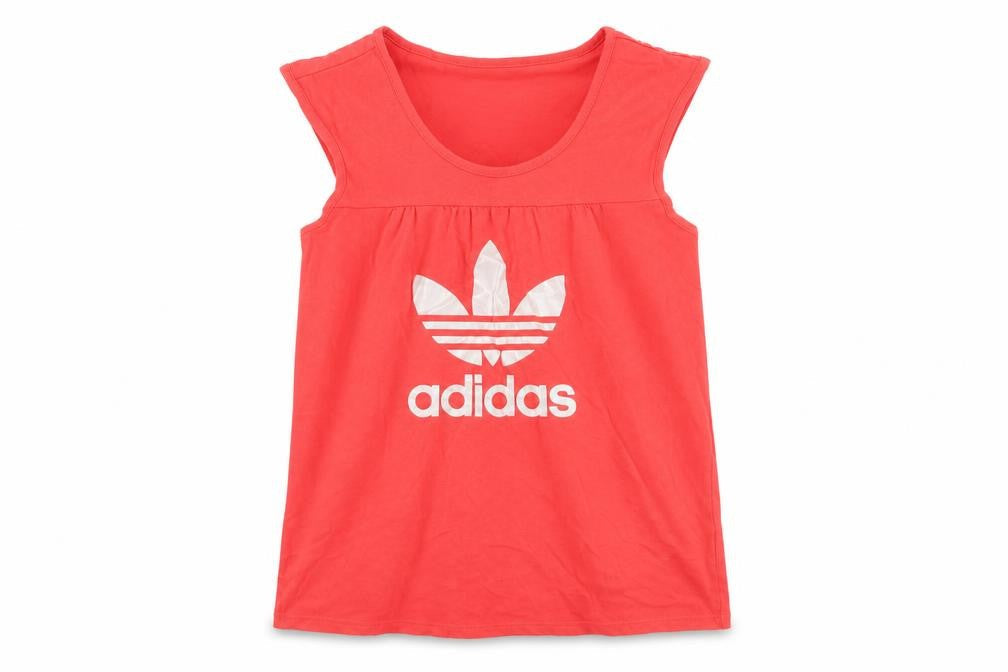 Adidas Women’s Red Size 16 Basic Logo Cap Sleeve T-Shirt Top