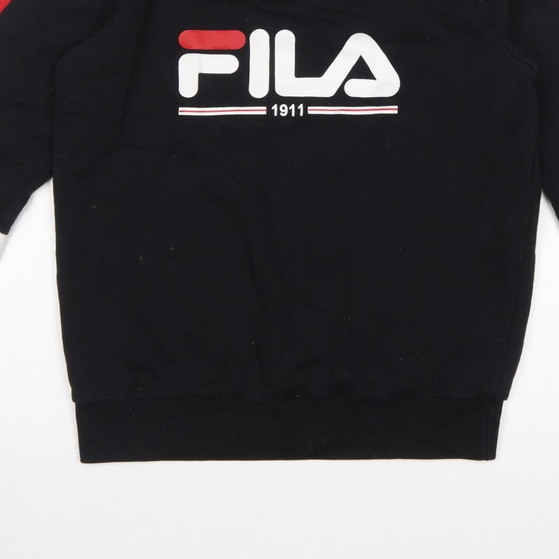 FILA Mens Black Red White Logo Graphic Crew Neck Sweatshirt Size M