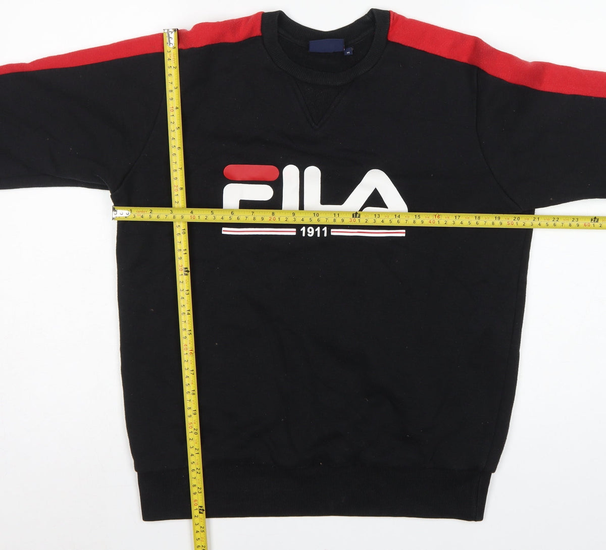 FILA Mens Black Red White Logo Graphic Crew Neck Sweatshirt Size M