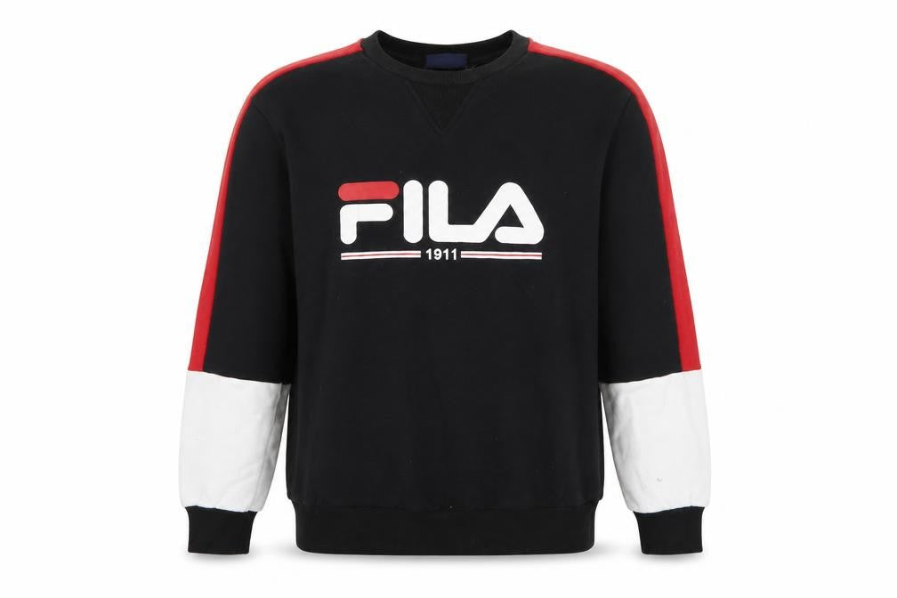 FILA Mens Black Red White Logo Graphic Crew Neck Sweatshirt Size M