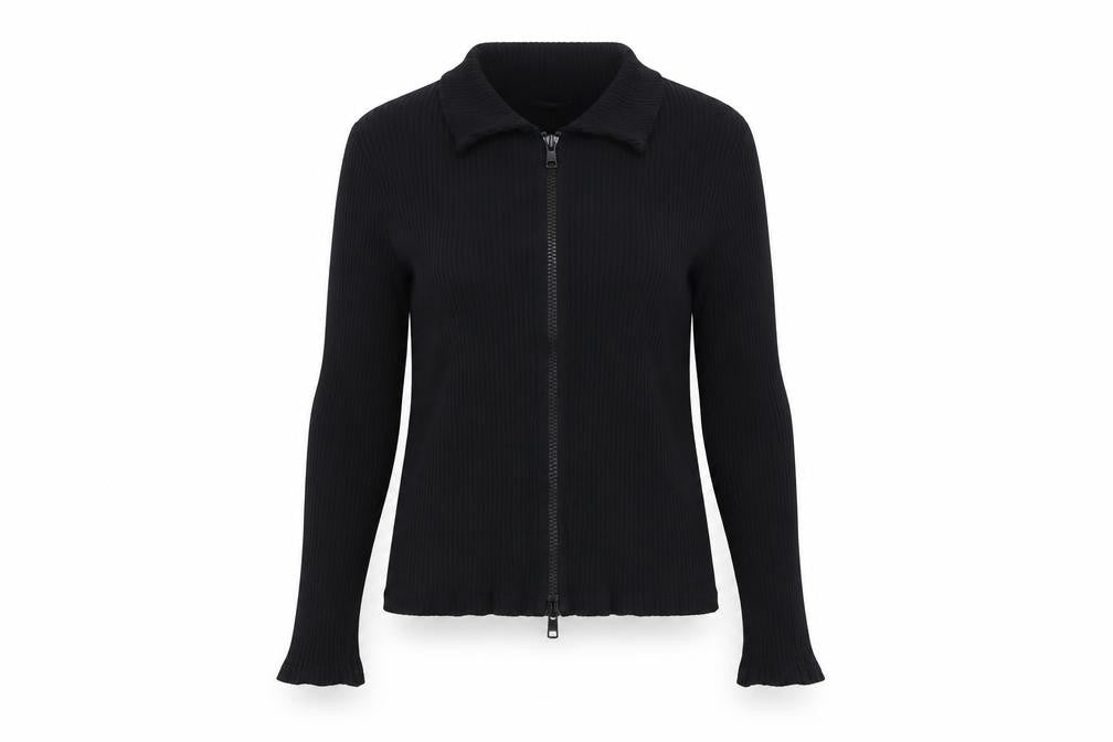 ASOS Design Women’s Black UK 10 Basic Ribbed Zip Front Knit Top