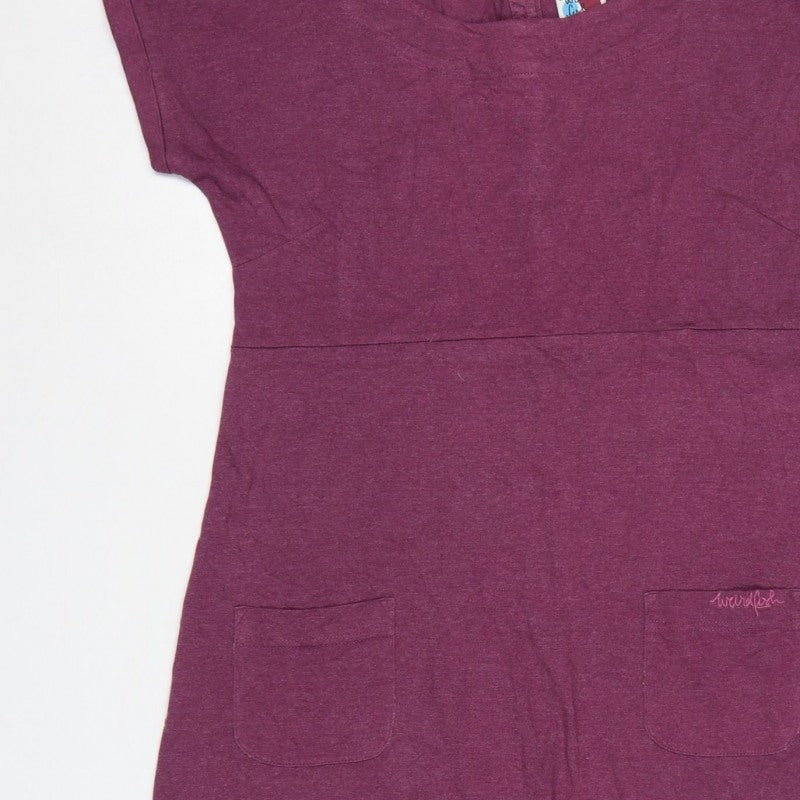 Weird Fish Women’s Purple UK 12 Jersey Sheath Dress Pockets