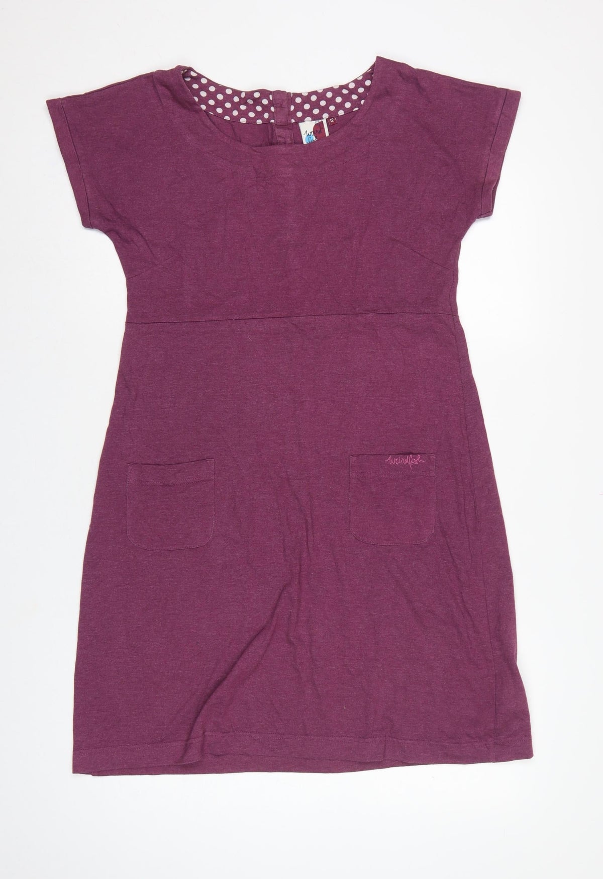 Weird Fish Women’s Purple UK 12 Jersey Sheath Dress Pockets