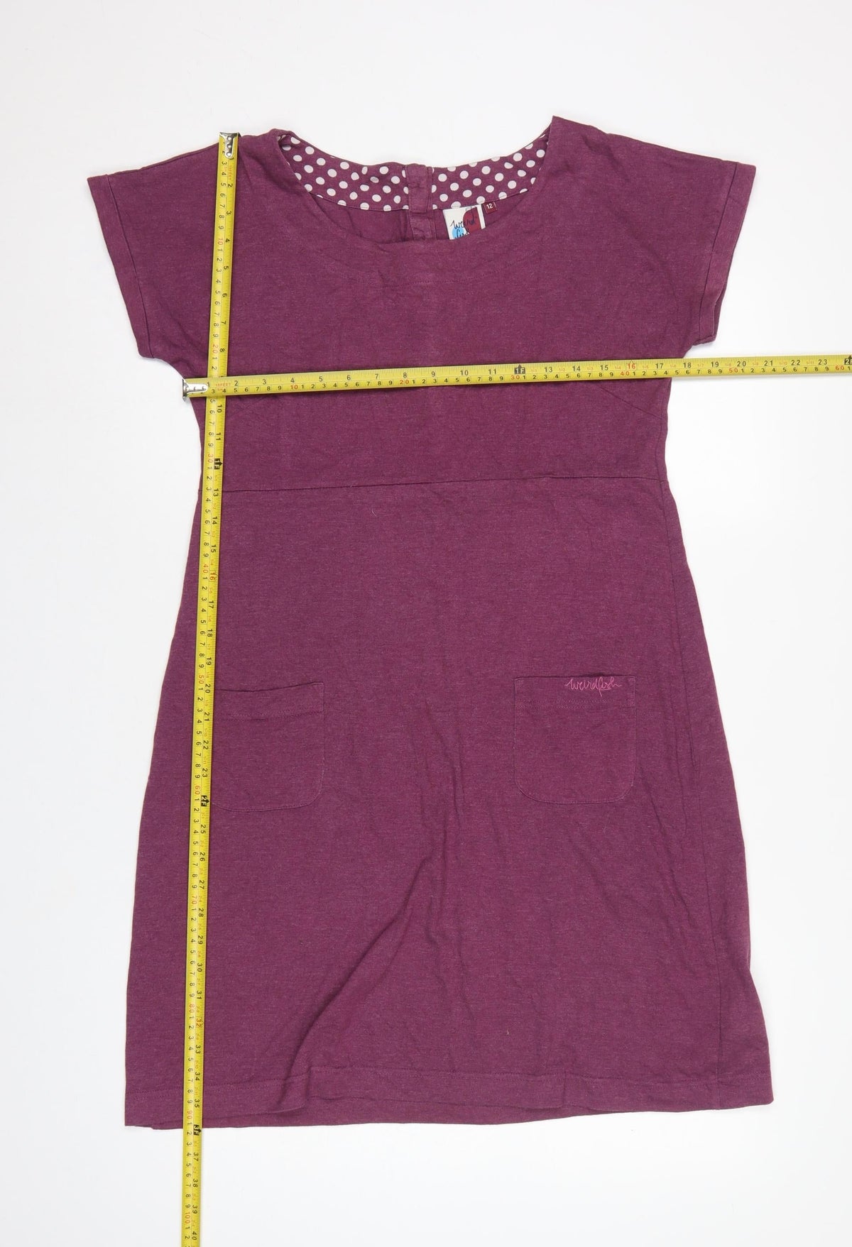 Weird Fish Women’s Purple UK 12 Jersey Sheath Dress Pockets