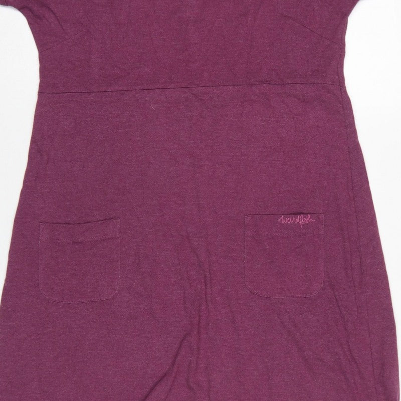 Weird Fish Women’s Purple UK 12 Jersey Sheath Dress Pockets