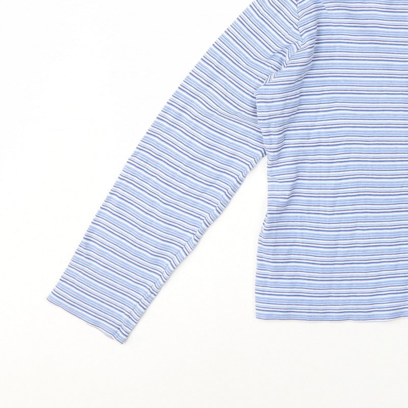 EWM Women Blue White Striped Cotton Jersey Long Sleeve T-Shirt UK 14