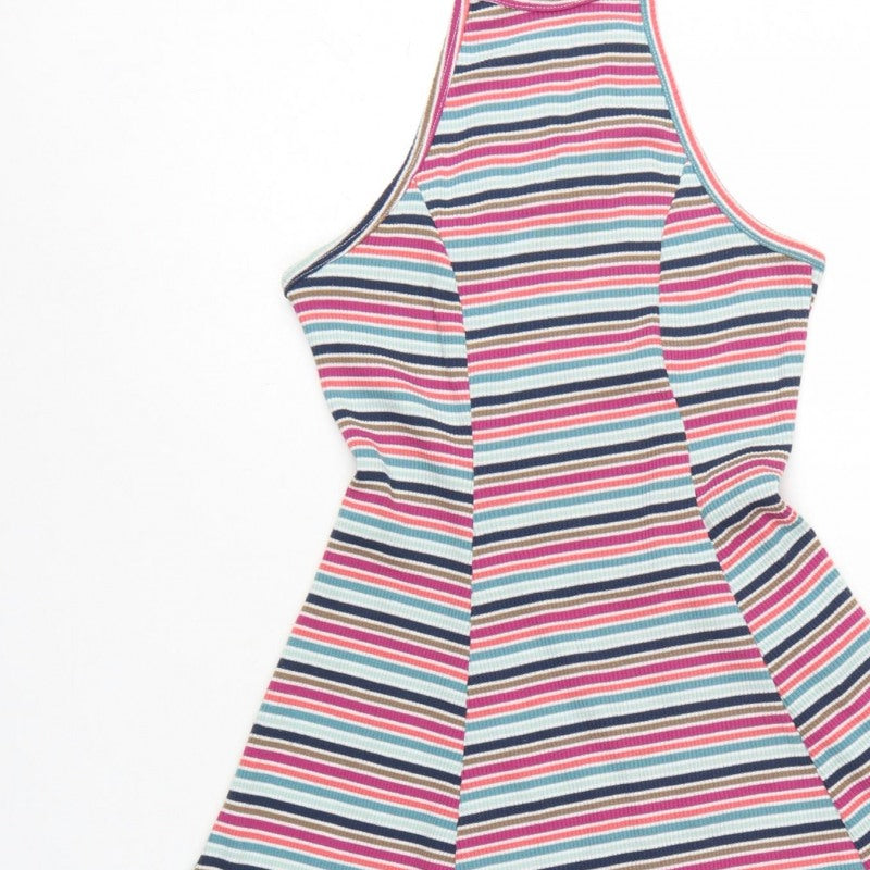 Hollister Women Multicoloured S Halter Fit & Flare Striped Dress