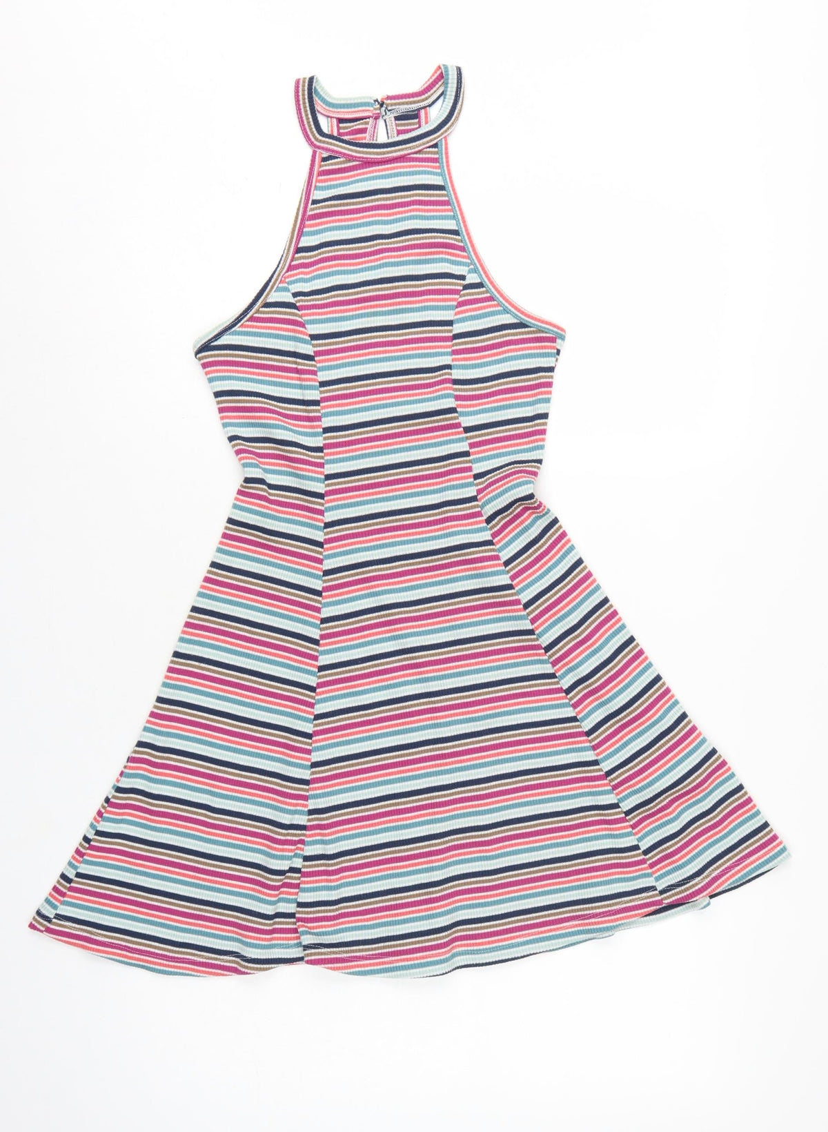 Hollister Women Multicoloured S Halter Fit & Flare Striped Dress