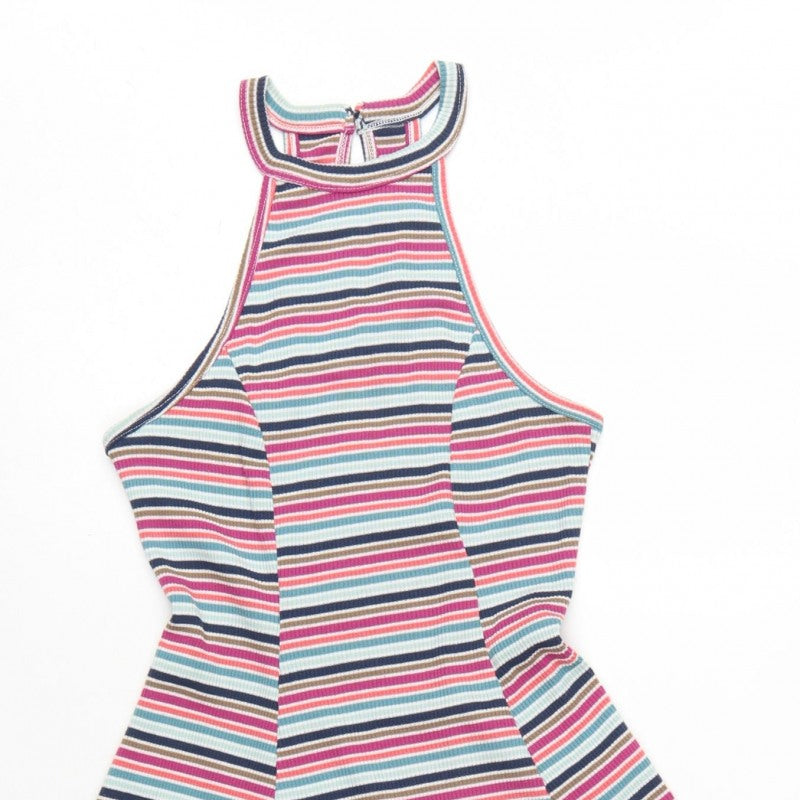 Hollister Women Multicoloured S Halter Fit & Flare Striped Dress