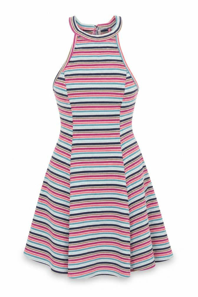 Hollister Women Multicoloured S Halter Fit & Flare Striped Dress
