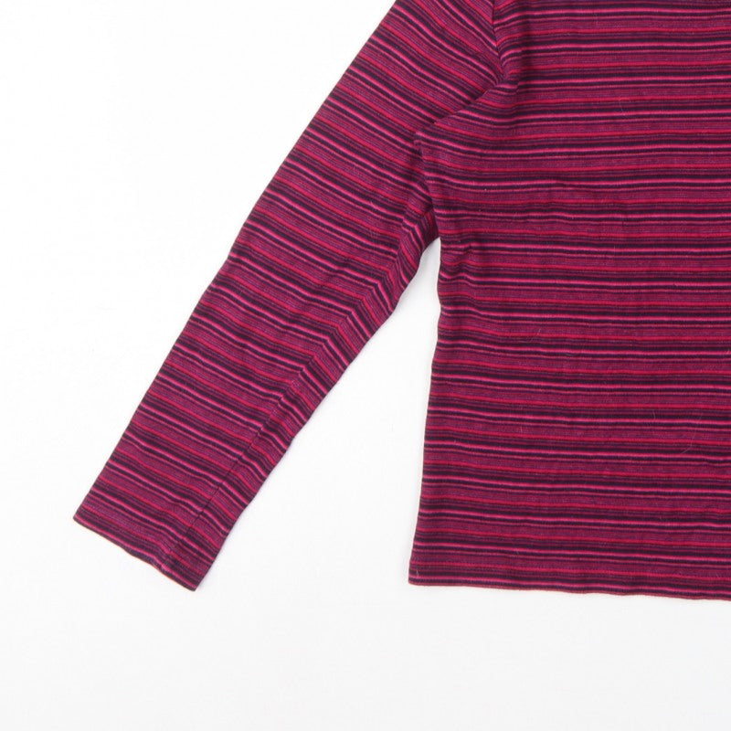 Isle Women’s Pink Blue Stripe Cotton Raglan Long Sleeve T-Shirt UK 10-12