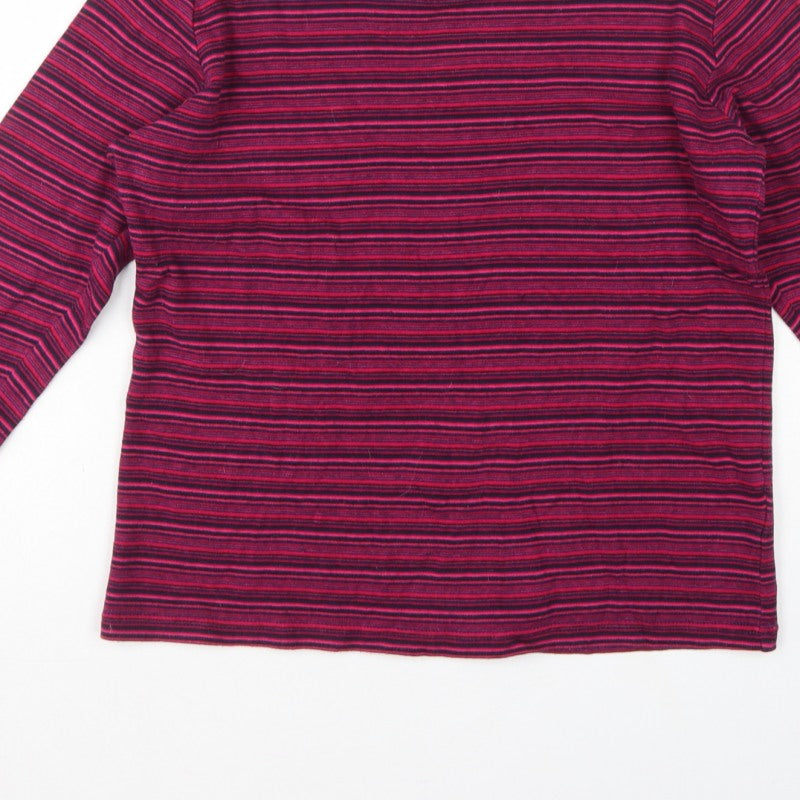 Isle Women’s Pink Blue Stripe Cotton Raglan Long Sleeve T-Shirt UK 10-12