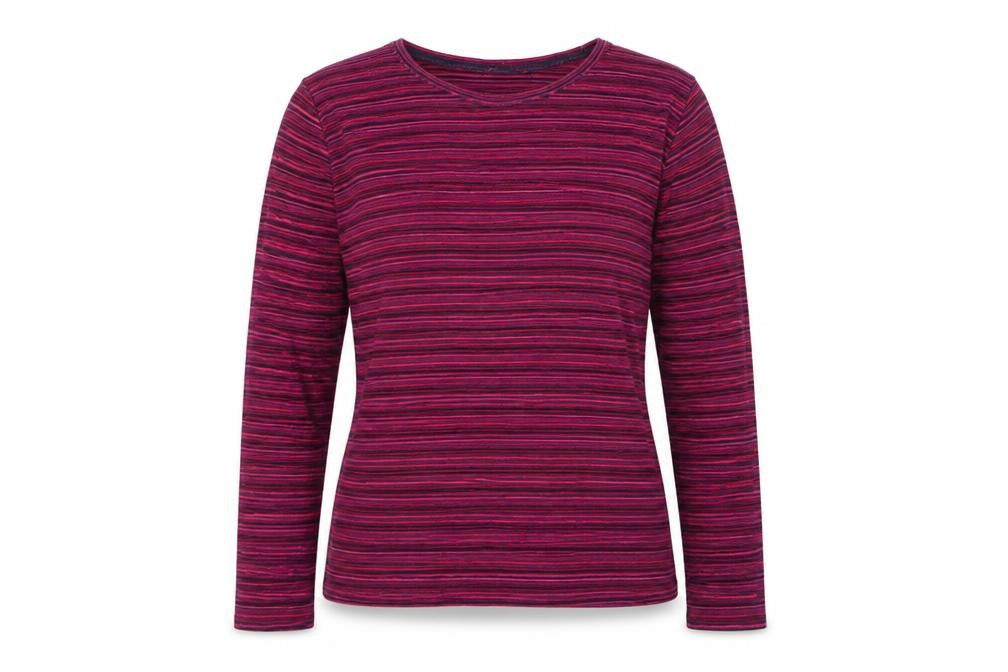 Isle Women’s Pink Blue Stripe Cotton Raglan Long Sleeve T-Shirt UK 10-12