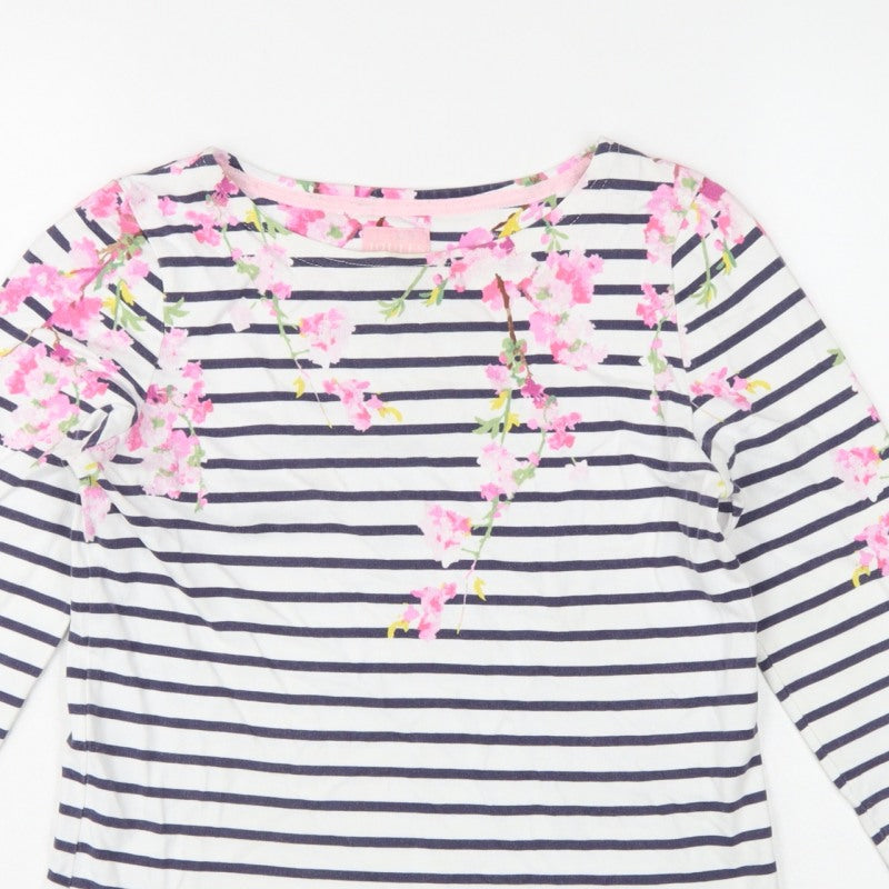 Joules Women Multicoloured UK 8 Floral Striped Cotton Long Sleeve T-Shirt