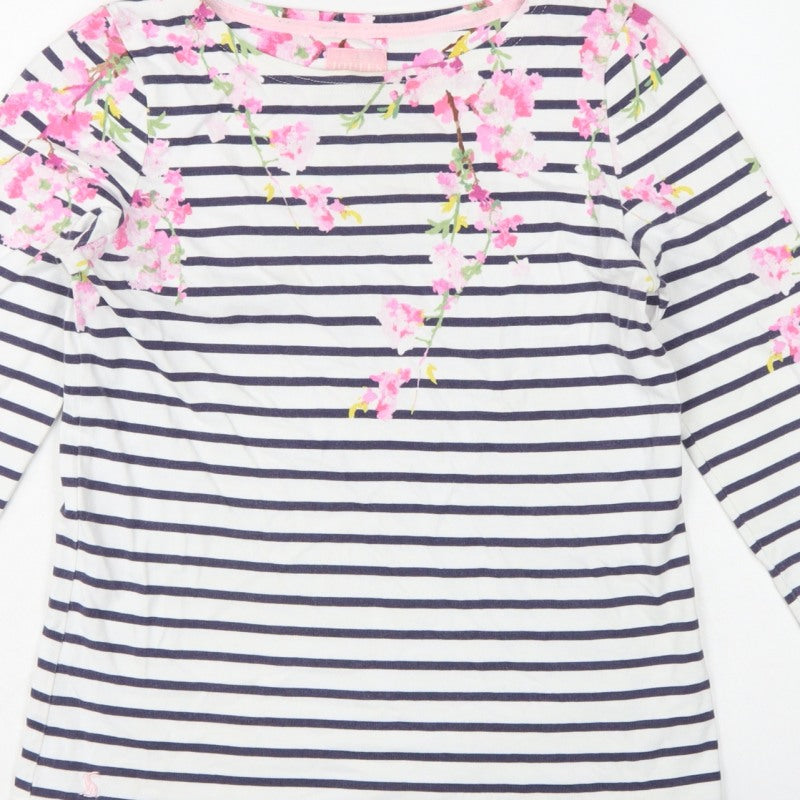 Joules Women Multicoloured UK 8 Floral Striped Cotton Long Sleeve T-Shirt