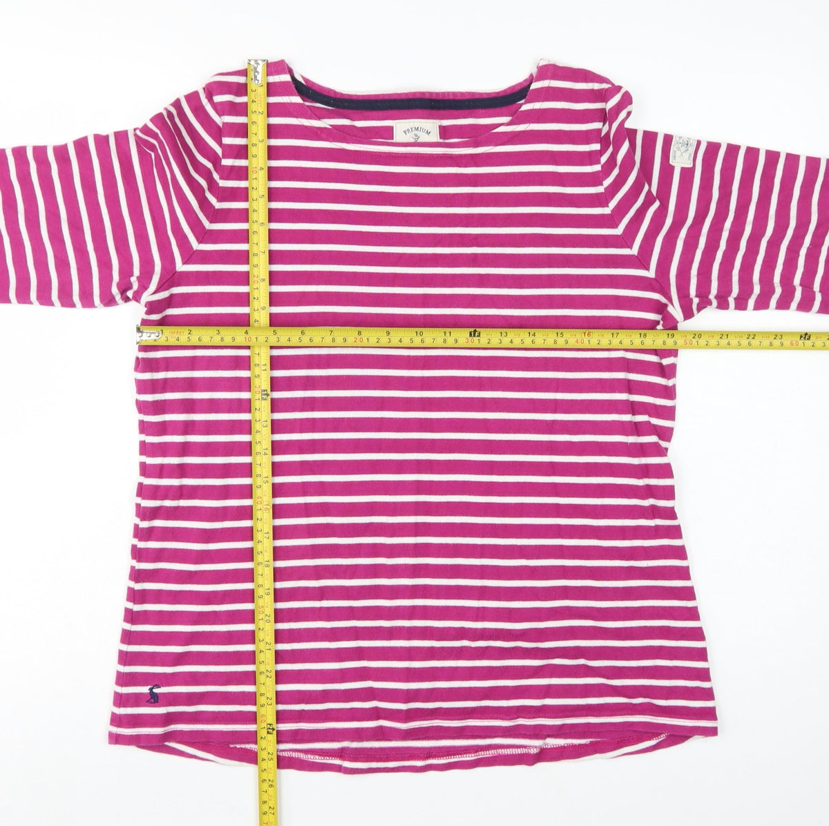 Joules Women Pink White Striped UK 16 Basic Boat Neck Long Sleeve T-Shirt