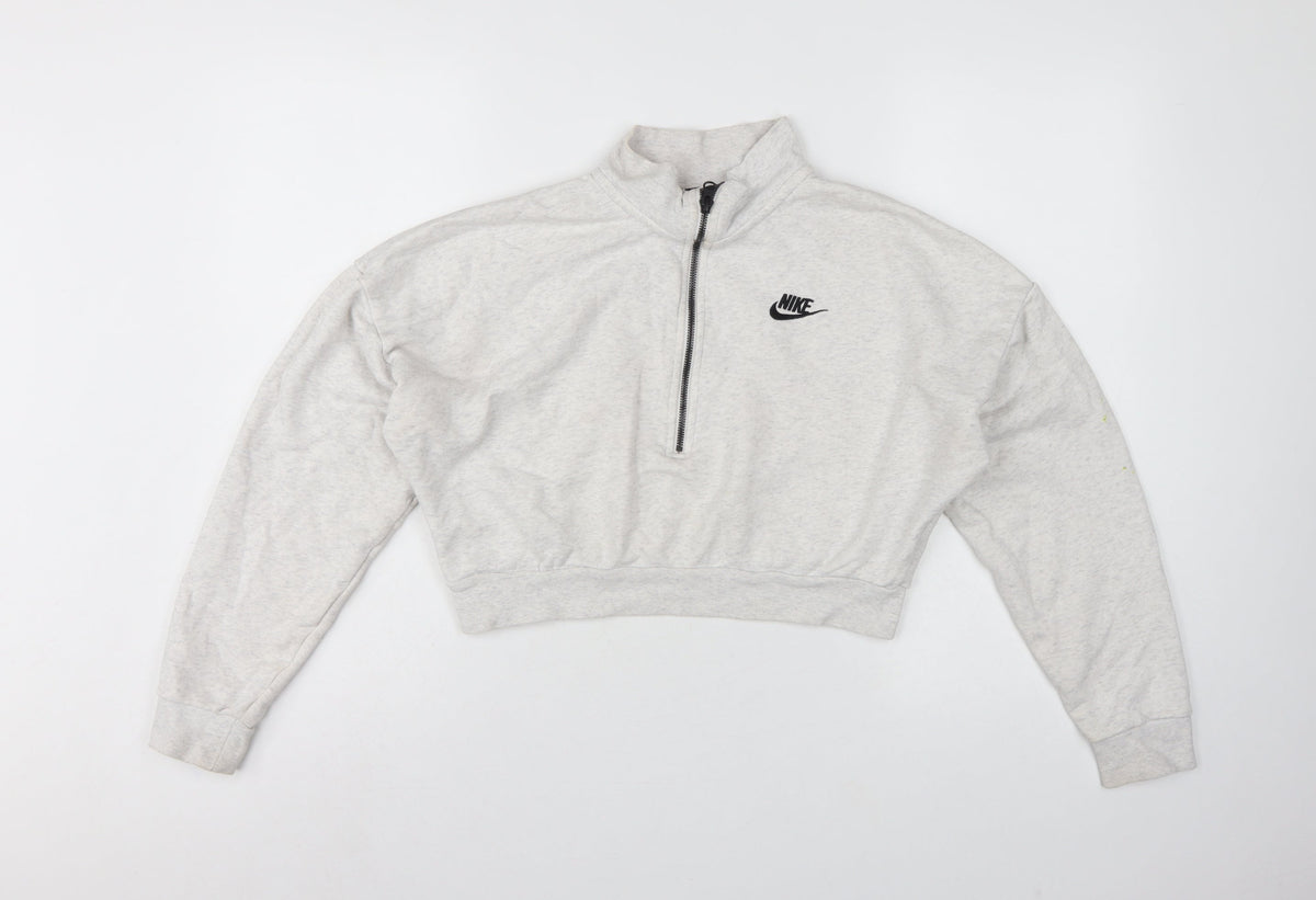 Nike Women’s Grey Small Quarter Zip Logo Sweatshirt