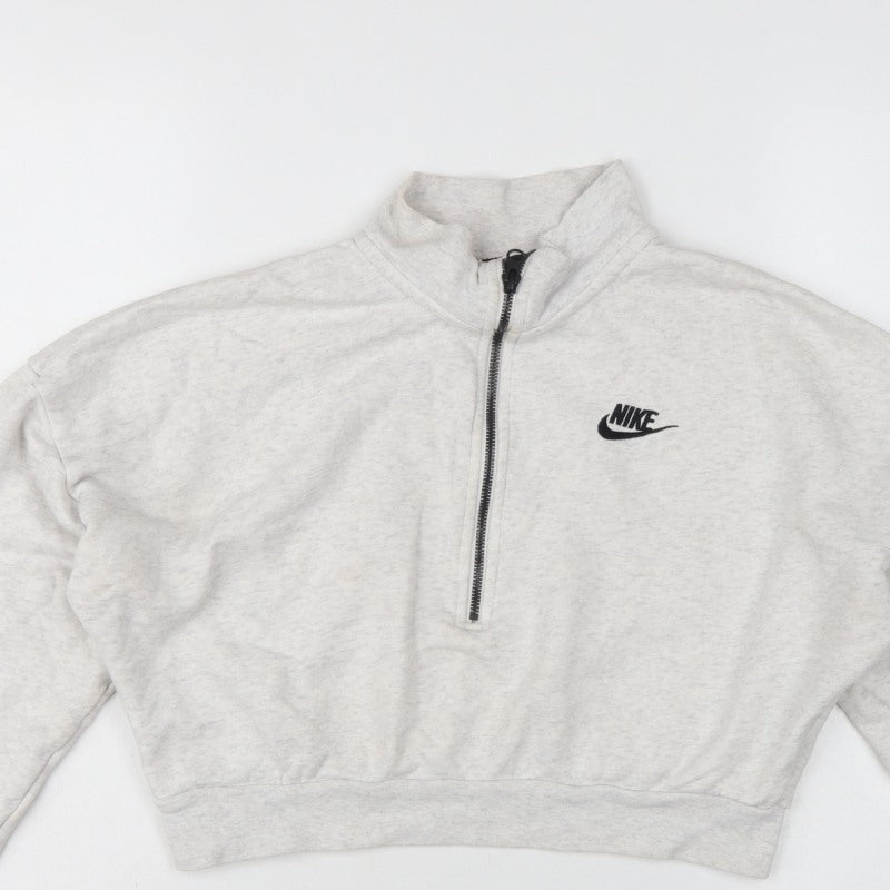 Nike Women’s Grey Small Quarter Zip Logo Sweatshirt